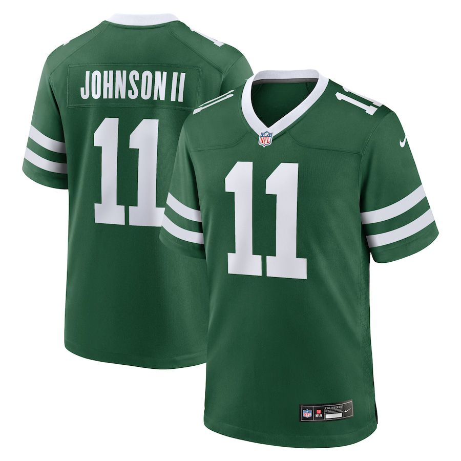 Men New York Jets 11 Jermaine Johnson II Nike Legacy Green Game NFL Jersey